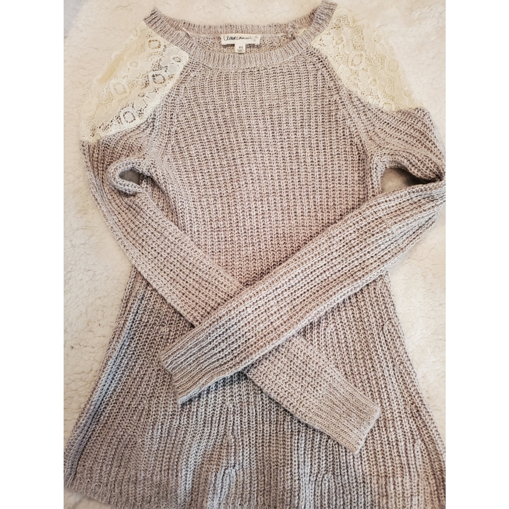 Lace shoulder sweater top